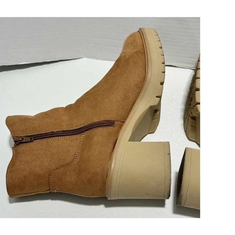 Universal Thread Women's Cognac‎ Katrina Platform Heeled Ankle Boots Tan Size 11